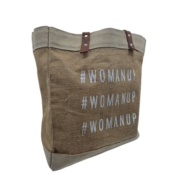 Apolis Global Citizen #WomanUp Burlap Tote Bag NWT - Picture 1 of 9